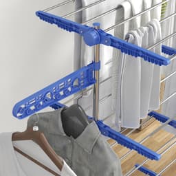 Blauwe Wastoren 142 x 55 x 172 cm, Wasrek met 5 Niveaus, Opvouwbaar Droogrek met 6 Wielen, Inklapbaar Wasdroogrek, Verstelbare Etages, Sokkenhouders, Kledingrek voor Wasgoed, Badkamer en Balkon — thumbnail 5