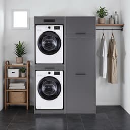 Interlink Lifestyle Studio Flow Wasruimtecombinatie Bundel 05 - Antraciet - 134 x 68 x 208 cm - Complete wasruimte met wasmachinekast en opbergkast — thumbnail 1