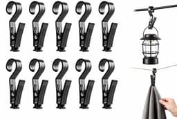 VHV - Camping klemhaken - 10 stevige wasknijpers met haak voor handdoeken, kleding en tentlampen — thumbnail 1