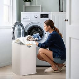 Wasmand - Grote wasmand - Opvouwbare wasmand - Wasbox - Waszak - Wasmand met handvat - Bamboe wasmand - Opbergmand - Waszak voor badkamer, slaapkamer & wasruimte - 30 x 30 x 40 cm — thumbnail 2