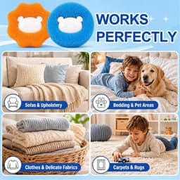 Wasballen voor wasmachine - 16 stuks - Drogerballen - Herbruikbare Pluizenbollen & Haarvanger Spons - 5 cm - voor Wasmachine, Droger, Kleding, Honden & Katten - Oranje & Blauw — thumbnail 4