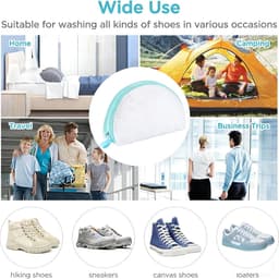Waszakken, wasmachine, upgrade waszak, schoenen, 360° super reinigingskracht met verborgen ritssluiting, schoenenzak wasmachine voor sneakers, gymschoenen enz., wit — thumbnail 2