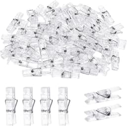Wasknijpers kleine, transparant, multifunctioneel | Mini wasknijpers transparant, 100 kleine knijpers voor foto's ophangen, fotoguirlande kaarten lichtslinger — thumbnail 1