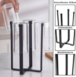 Flessen Droogrek Vouwbaar - Zwart Metaal - Antislip Onderkant - Ruimtebesparend voor Keuken - ShopVlot — thumbnail 4