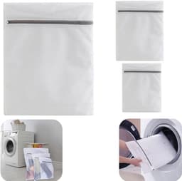 3 stuks waszakken - fijne maas waszakken - ondergoed waszakken - wasmachine speciale waszakken - met ritssluiting - grote capaciteit - scheurbestendig - huishoudaccessoires - geschikt voor ondergoed, slipjes, wasmachine (wit, meerdere maten) — thumbnail 1