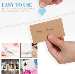 50-stuks Clips - Houten clips - Mini clips - Fotoclips - Hartvormige mini wasknijpers - Mini houten hartvormige wasknijpers - 1.5×3×0.5cm - Geschikt voor foto's, paperclips, zelfgemaakte Valentijnskaarten, tekeningen, scrapbooks, enz. - Blauw — thumbnail 2
