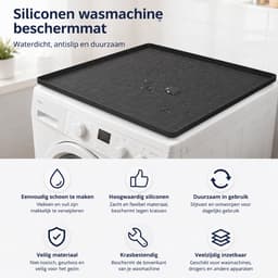Siliconen Wasmachine Beschermmat 60x60 cm - Antislip Mat voor Wasmachine en Droger - Multifunctionele Waterdichte Beschermmat voor Huishoudelijke Apparaten - Zwart — thumbnail 3