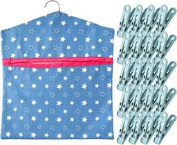 Wasknijperzak - Blauw - 29,6 x 32,9 cm - Slijtvast Zeildoek met Roestvrijstalen Haken - Voor Thuisorganisatie — thumbnail 1