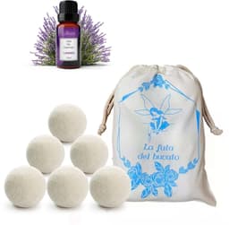 SnelShoppen - Wol Droger Ballen, 6 Stuks, Kreukvrij, Vangt Haar, Met Etherische Lavendelolie, Geurdispenser Voor Was, Duurzaam, Milieuvriendelijk, Was — thumbnail 1