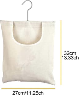 Wasknijperzak - Knijperhouder Organizer - Wasknijpers Opbergen - Met Draaibare Haak - 32 x 27 cm - Beige — thumbnail 5