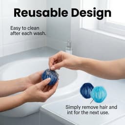 Set van 12 Anti-Haarballen - Marineblauw en Lichtblauw - Wasballen voor Dierenharen - Voor Wasmachine — thumbnail 5