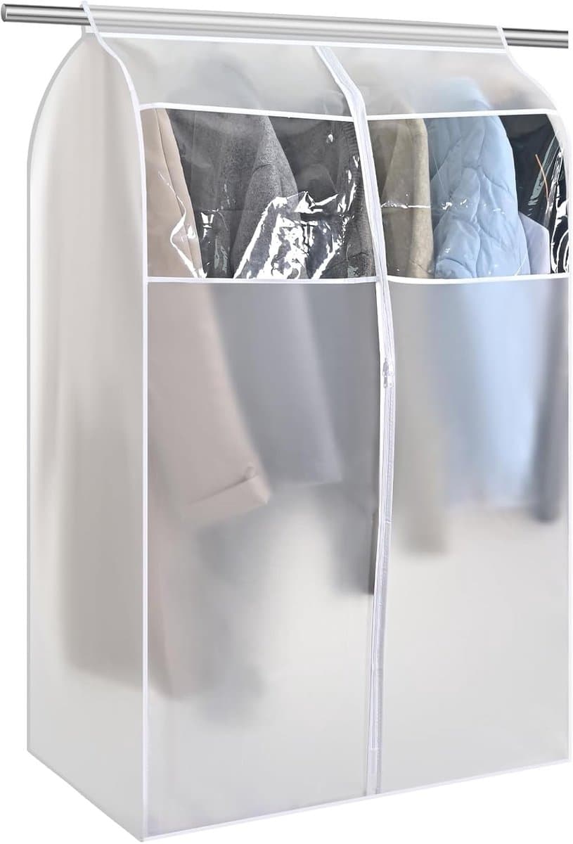 Stofdichte kledingrail hoes, opbergzak voor kleding, PEVA kledingbescherming, met volledige rits, 100x60x120 cm, ideaal voor kledingopslag en bescherming — afbeelding 1