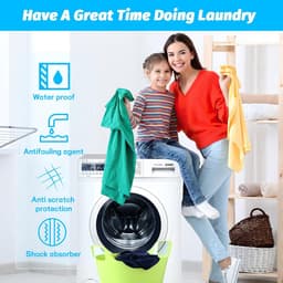 Wasmachinehoes - 60*60 cm - Wasmachine Beschermer - Antislip beschermhoes - Wasmachine Droger Mat - Vloerbeschermmat - Wasmachine Overtrek - Wasmachine Coating - mat - voor wasmachine, droger, keuken, badkamer en campers - grijs — thumbnail 2