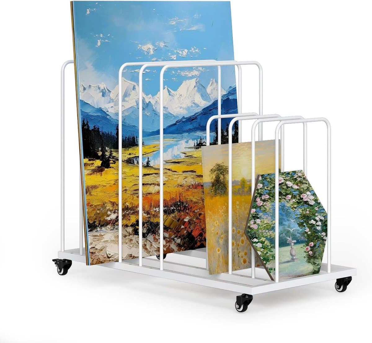 CINK & Co Kunstdroogrek op wielen - Droogrek voor tekeningen en schilderijen - Verstelbare niveaus - Metaal - Wit - 85 x 44 x 69 cm — afbeelding 1