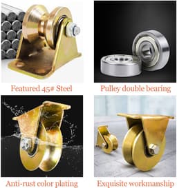 SnelShoppen - 8 Stuks Touwpulley, V-Groef Stalen Stuurrol, Kabel Rollen, Zware Wielen, Voor Waslijn, Hijssysteem, Industriële Machines, Roldeuren, Omg — thumbnail 3