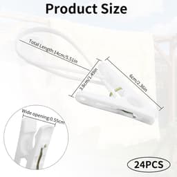 SnelShoppen - Kledingknijpers met Touw - 24 Stuks Stevige Kledingclips - Antislip PP Kunststof en Metaal - Voor Waslijn Binnen en Buiten - Verstelbaar — thumbnail 2