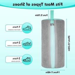 2-in-1 Schoenwaszak voor de Wasmachine, Herbruikbare Waszak voor Schoenen met Rits en 360° Reiniging, Ideaal voor Sneakers en Sportschoenen, Grijs — thumbnail 4