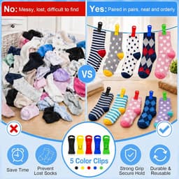 SnelShoppen - 60 Pcs Wasmachine Droger Sokken Clips met Opbergdoos, Sokken Houder, Gemakkelijk Organiseren, Sterke POM Materialen, Geen Vouwen Nodig, — thumbnail 4
