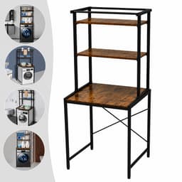DPLUNIQ Wasmachine Kast - Opbergrek - Wasmachine Ombouw - Wasmachine Rek - 3 Lagen - Verstelbaar - Max.10kg per laag - Zwart/Eiken — thumbnail 5