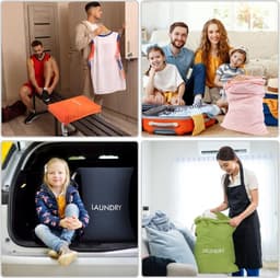 SnelShoppen - 4 Pack Waszakken voor Vuile Kleding, Reiswaszakken van Waterdicht Nylon, Ideaal voor Zwemmen, Yoga en Sport - 23.6"×17.7" — thumbnail 3