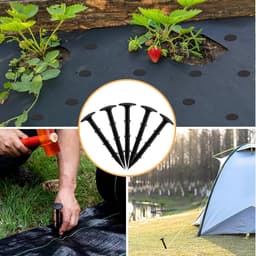 SnelShoppen - 50 Stuks Earth Nails voor Onkruid, 11 cm Lange Grondankers, Zwarte Grondsteken van Onbreekbaar Plastic, Voor Veiligheidsnet, Molly Gaas, — thumbnail 2