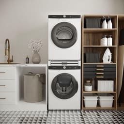 Tussenstuk Wasmachine Droger - Stapelkit Plateau - Ruimte Besparen - Met Uittrekbaar Rek - 55 cm Diep - Wit — thumbnail 2