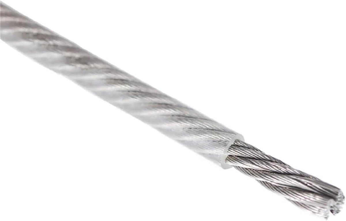 Waslijn Staaldraad - Ophangtouw - Buiten Drogen - Flexibel PVC-Coating - 100 Meter - Transparant — afbeelding 1