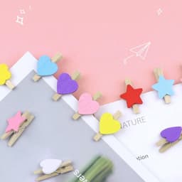 Houten Knijpers Hartjes - Decoratieve Clips - Knutselen en Decoreren - Natuurlijk Hout Materiaal - 50 Stuks - Kleurrijk — thumbnail 2