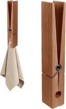 Houten Kledingknijpers - Grote Clips - Handdoeken Ophangen - Dubbelzijdig Plakker - 30 cm Lengte - Donker Walnoot — thumbnail 1