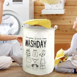 Wasmand - Opbergmand 60 ltr - Wasbox Opvouwbaar - Mand Rond met handvaten - Speelgoedmand - Wassorteerder - Woon Accessoires - Stoffen Wasmand - Ideaal voor Wasmiddel, Speelgoed & Huisdierbenodigdheden — thumbnail 3
