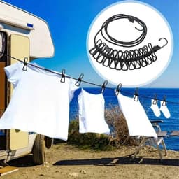 Draagbare Waslijn - Reis Waslijn - Kleding Drogen - Met 12 Klemmen - 3.7 Meter - Rood — thumbnail 2