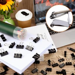 Set van 50 Zwarte Metalen Documentenclips 25mm - Sterke Binderclips voor Papieren en Foto's — thumbnail 2