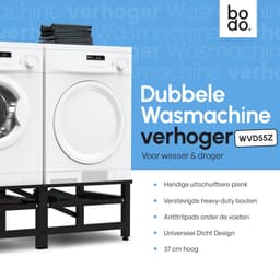 Bodo® - Wasmachine Verhoger - Dubbel - Kast - Ombouw uitschuifbare Plank - Zwart - 124x54x37cm — thumbnail 4