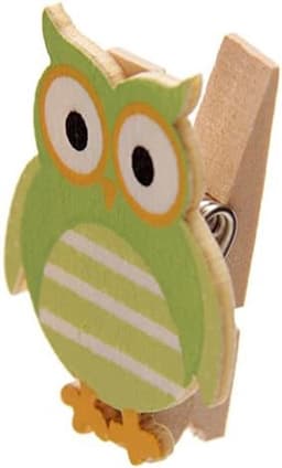 Houten Uil Klemmen - Decoratie Clips - Foto's Ophangen - Set van 4 - 3.5 cm Hoog - Multicolor — thumbnail 3