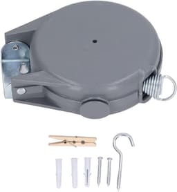 Intrekbare Waslijn - Draagbare Drooglijn - Kleding Drogen - Met 12 Clips - 30 Pond Capaciteit - Wit — thumbnail 4