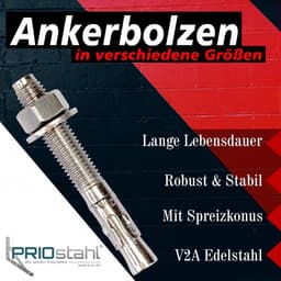 Ankerbouten Roestvrij Staal - Zware Bevestiging Bouten - Beton Montage - Vochtbestendig V2A Materiaal - M12 x 125 mm — thumbnail 2