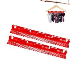2 stuks - Sokkendroger - Draagbare washaken - Sokkenhouder - Kledingrek - Vierdelig droogrek voor sokken en kleding - winddicht droogrek - kledinghanger - plastic kledinghanger - voor hoeden, schoenveters, handdoeken en sokken - 32*5cm - rood — afbeelding 1