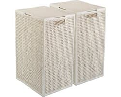 Curver Kaya Wasmand met deksel - 60L - 2 stuks - 38x29x58,5 cm - Wit