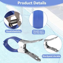 10 stuks grote roestvrijstalen wasknijpers - grote clips van 12 cm - strandlakenklemmen - stevige handdoekklemmen - winddicht en krasvast - stevige klemming - blauw — thumbnail 2