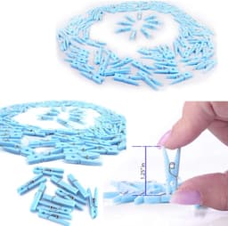 Mini Wasknijpers - Kleding Pins Plastic - Babyshower Decoraties - 100 Stuks Pak - 3.2 cm - Blauw — thumbnail 2