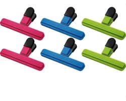 Zak Clips - Voedsel Clips - Keuken Organiseren - Grote Afdichting Breedte - 6 Inch Set - Geassorteerde Kleuren
