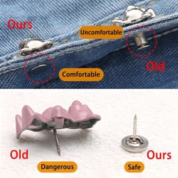 Jeans Knoopspelden - Broekclips Tailleversteviging - Losse Broeken Verstellen - Geen Naaien Gereedschap - 4 Sets - Meerkleurig — thumbnail 4