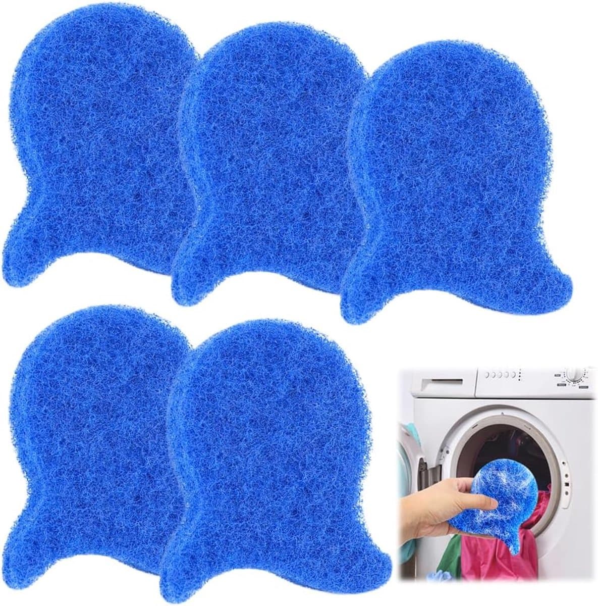 Set van 5 - Professionele Haarverwijderaar voor Wasmachine - Wasmachine Ontharingsballen - Anti-Klit Wasballen - Herbruikbare Pluizenvanger - Beschermt Kleding & Bespaart Droogtijd — afbeelding 1