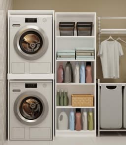 Wasmachine Ombouw - Opbouwmeubel - Kast Wasdroger - Meubel - badkamer — thumbnail 4