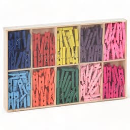 Dailygoods - Mini-wasknijpers - Perfect voor knutselen - Meerkleurig - Decoratie - Geschenkverpakking - 200 stuks - Houten knijpers — thumbnail 1