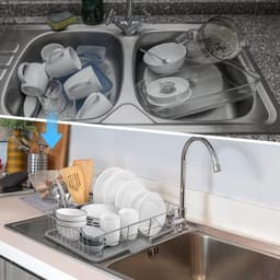 Drainer voor Borden, Bekers en Bestek - Droogrek voor Keuken, Afvoerbak voor Vaat, 48x30x11cm — thumbnail 4