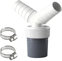 Y-stuk afvoeraansluiting voor wasmachine en vaatwasser - Dubbele aansluiting Ø 19-24 mm naar 40 mm - Wit - Eenvoudige montage met slangklemmen — thumbnail 1