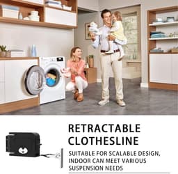 Intrekbare Waslijn - Draagbare Waslijn - Kleding Drogen - Roestvrij Materiaal - 4.2 meter - Zwart — thumbnail 4