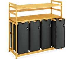 TIM® Wasmand 4 Vakken - Wasmand - Wassorteerder - Grijis - 42cm x 103cm x 100cm