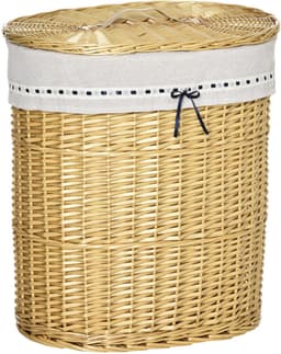Rieten Wasmand met Deksel - Wasbox Riet 100 Liter - Grote Wasmand - Stevig - Ademend - Ruim - Badkamer en Slaapkamer - 51x38x57 cm - 1 Stuk - Naturel — thumbnail 1